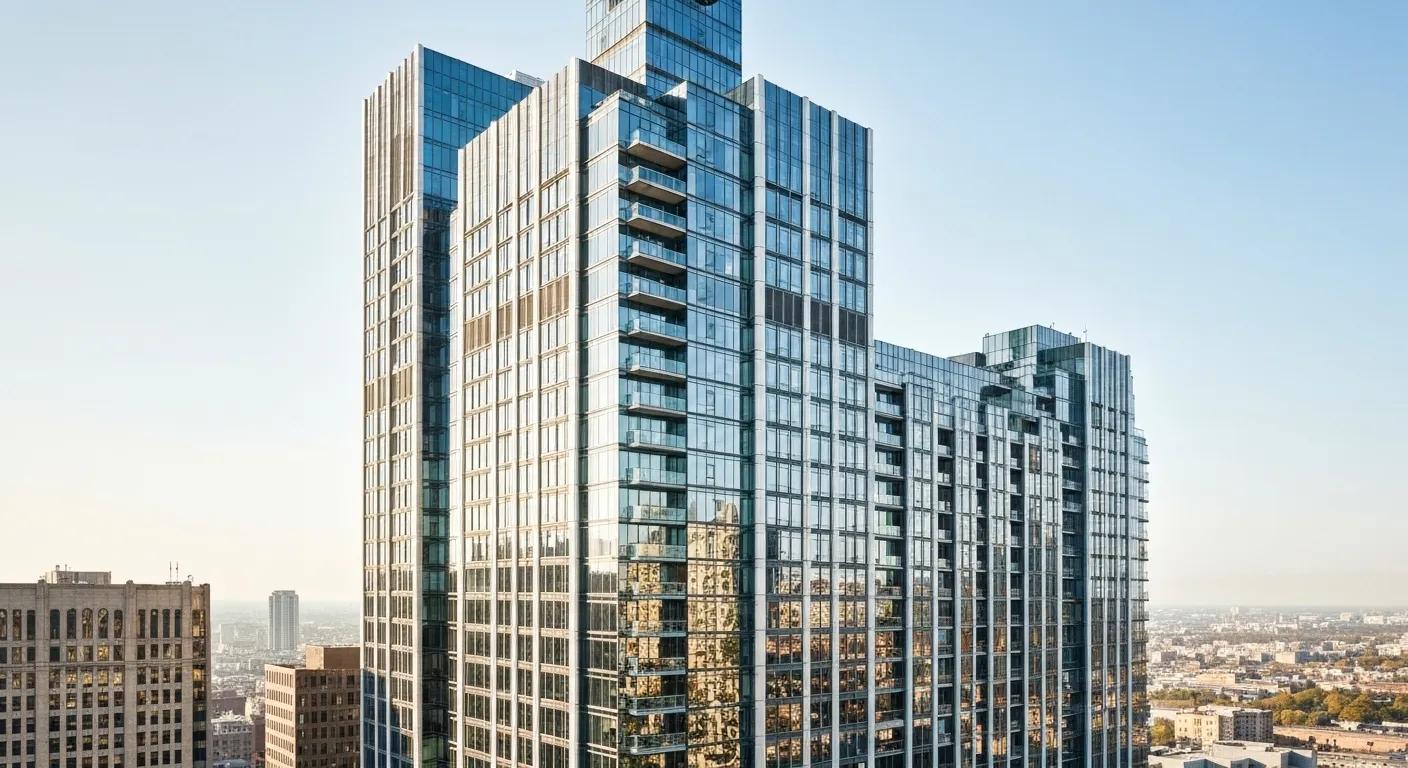 Modern glass skyscraper with balconies. Commercial HVAC systems ensure comfort in buildings like this, with efficient climate control | Accurate Air