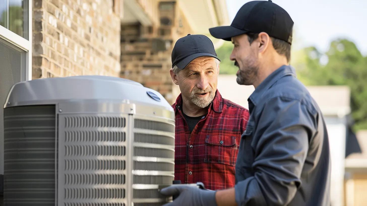 homeowner talking to an hvac technician