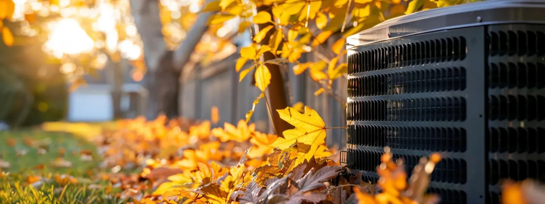 outdoor condenser unit in fall