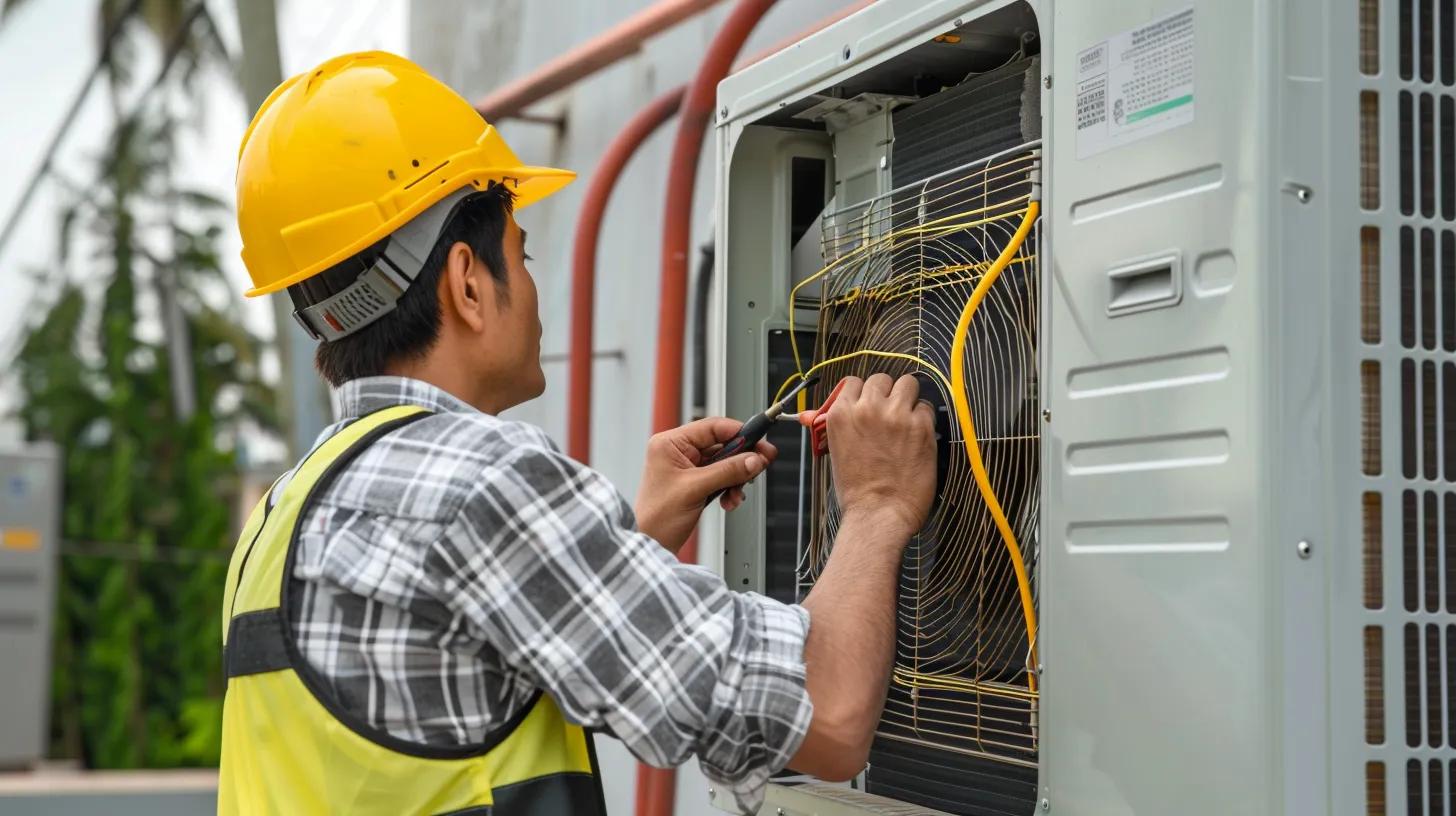 a technician fixing a non workable ac