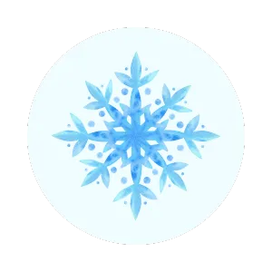 Blue snowflake design on a white circle background. Winter HVAC service for your home | Accurate Air