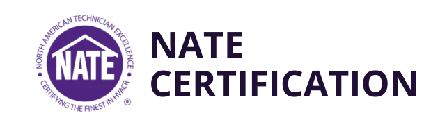 NATE Certification logo representing quality assurance in HVAC services, emphasizing Accurate Air's commitment to certified heating and cooling solutions in Tempe, Scottsdale, and Mesa, AZ.