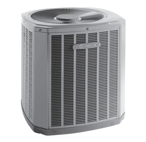 A Trane outdoor heat pump unit.