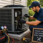 Air Conditioner Repair in Tempe, AZ by a technician performing maintenance to prevent common AC problems and clean ducts. | Accurate Air